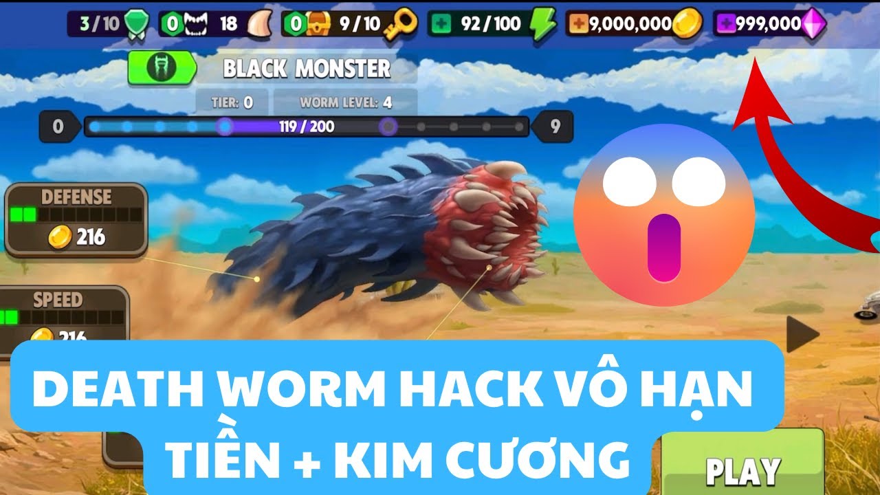 Death Worm HACK- Đá quý, KIM CƯƠNG, TIỀN miễn phí không giới hạn MỚI NHẤT 