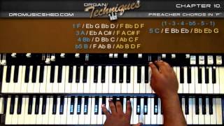 Video thumbnail of "Organ Preacher Chords in F (Organ Techniques) How to play Gospel Organ Tutorial"