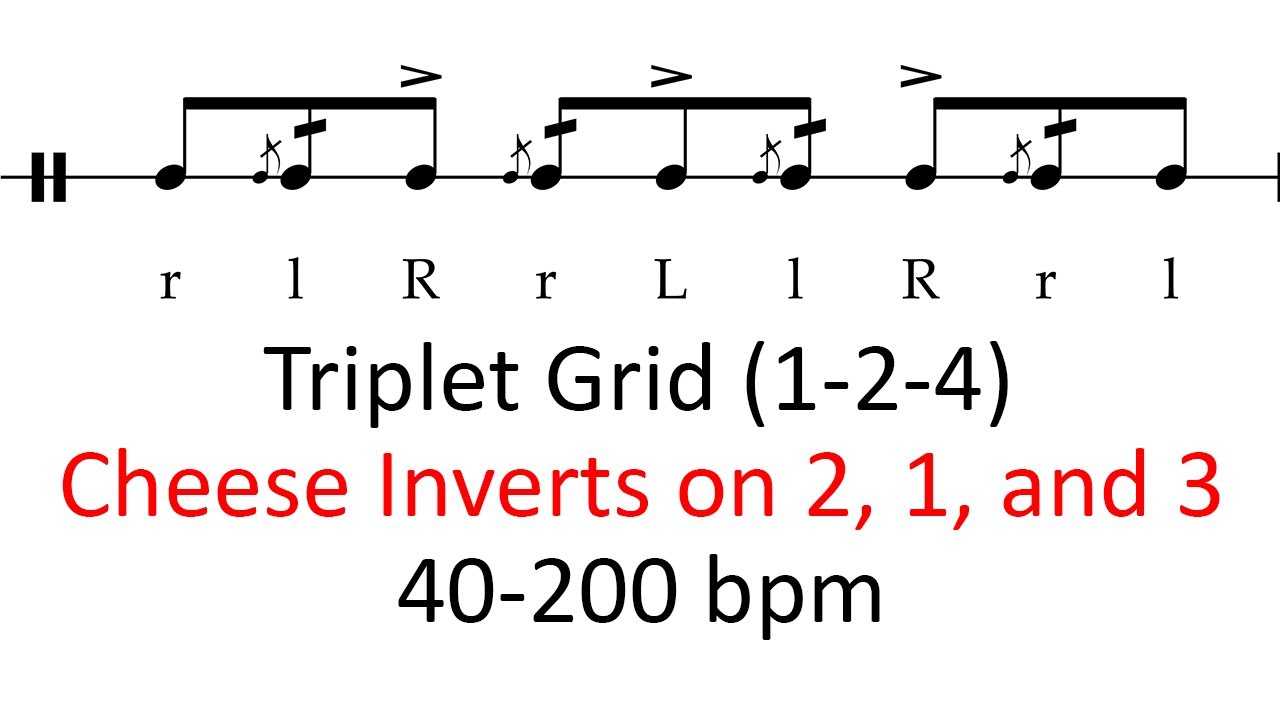Cheese inverts on 2, 1, & 3 (1-2-4 accents) | 40-200 bpm triplet grid ...