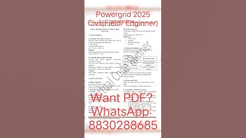 Powergrid Civil Field Supervisor and Engineer pdf notes #powergrid #powergridcivil #civilengineering