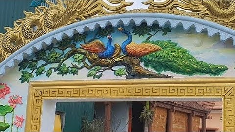 Điêu khắc đôi chim công trang trí của vòm nghệ thuật điêu khắc bằng xi măng