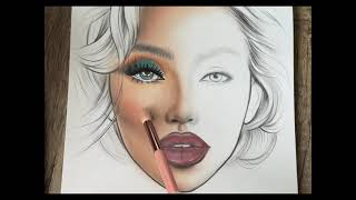 FaceChart HOW I DRAW WITH MAKEUP realistic EYES EYEBROWS EYELASHES LIPS Highlighting and Contouring