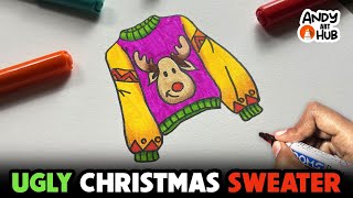 👕Ugly Christmas 🎄 Sweater drawing | 👚Christmas ugly sweater ideas | Reindeer ugly Christmas sweater✨