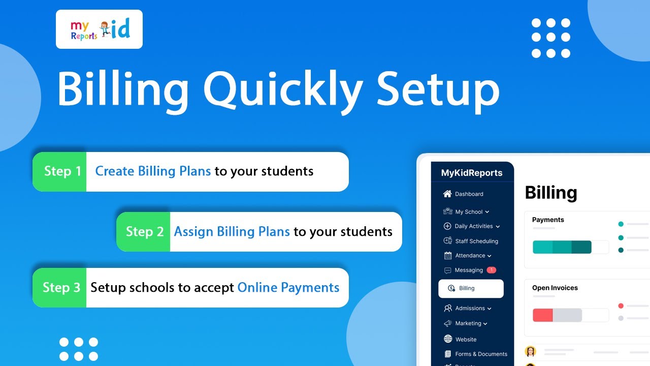 Billing setup for Childcare Management System - MyKidReports