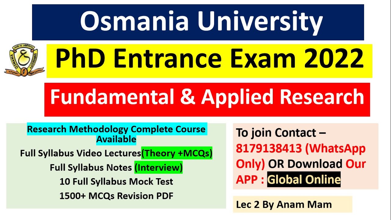 phd entrance exam 2022 results osmania university