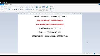 #👨‍💻 from home job#python developer role@freshers and experienced#4 lpa #link given in video descrip