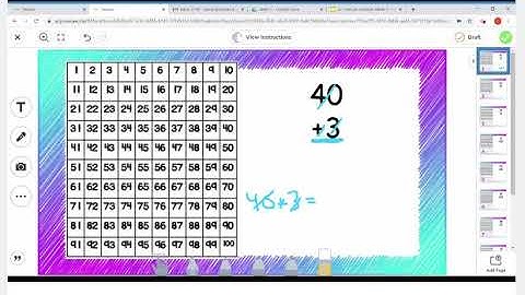 2-digit and 1-digit addition on a hundreds chart