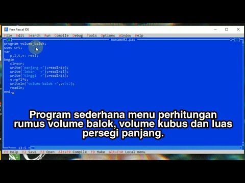 Membuat menu rumus volume balok, luas persegi panjang dan volume kubus menggunakan Pascal