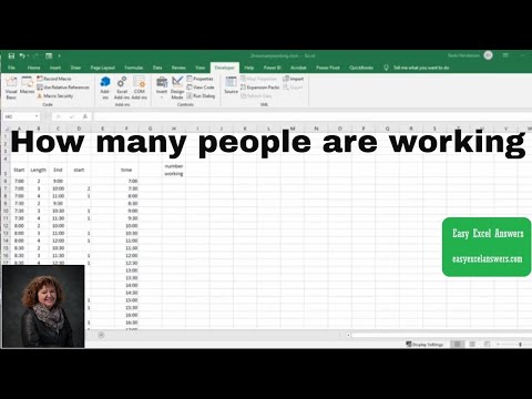 Determine how many people are working at a particular time with Excel