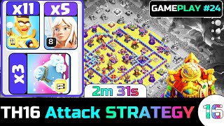 Clash of Clans TH16 Attack Strategy withy New Troops - Best TH16 War 3 Star Strategy - Clash Guide