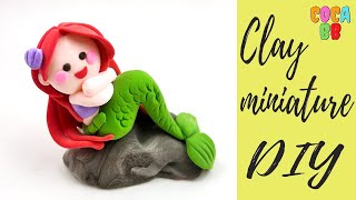 DIY How to make polymer clay miniature Mermaid Ariel princess Disney #67