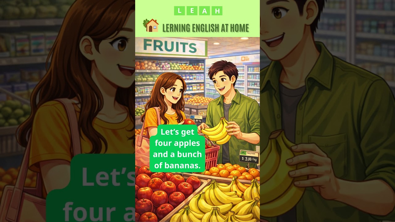 Buying Fruits at the Supermarket | Learn English through short talkA1–A2)