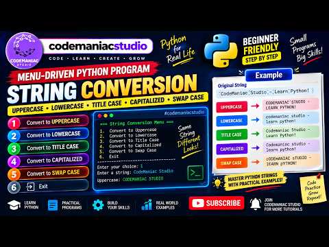 Menu-Driven Python Program for String Conversion | Python Tutorial