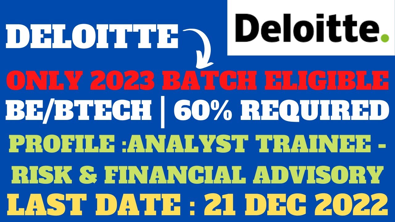 MASS HIRING FROM DELOITTE | BE/BTECH ELIGIBLE | 2023 PASSING OUT | 60 %  CRITERIA | 6 LPA SALARY - YouTube