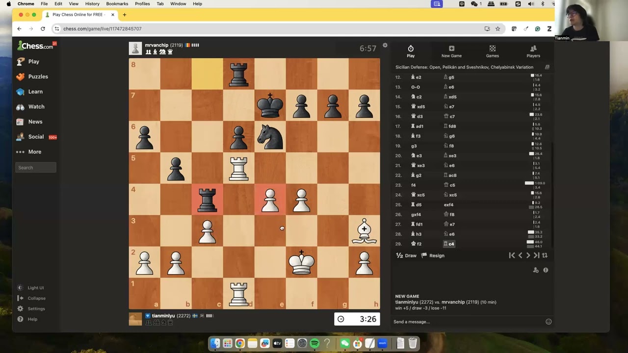 My own game review | Sicilian defense | center control | time management | Löwenthal varation|