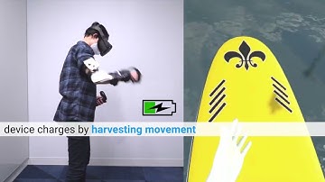 Prolonging VR Haptic Experiences by Harvesting Kinetic Energy from the User