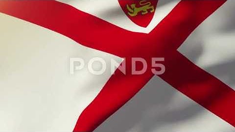 Jersey Flag Waving In The Wind. Looping Sun Rises Style. Animation Loop