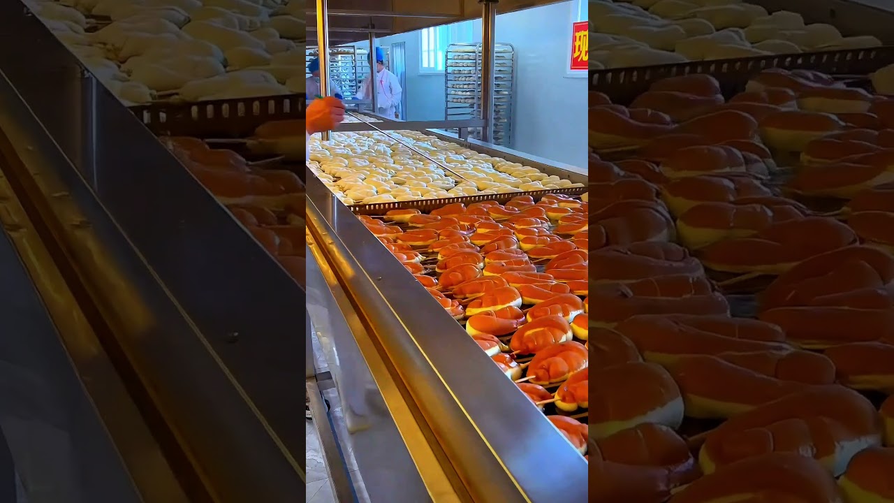 Food factory assembly line to make delicious bread