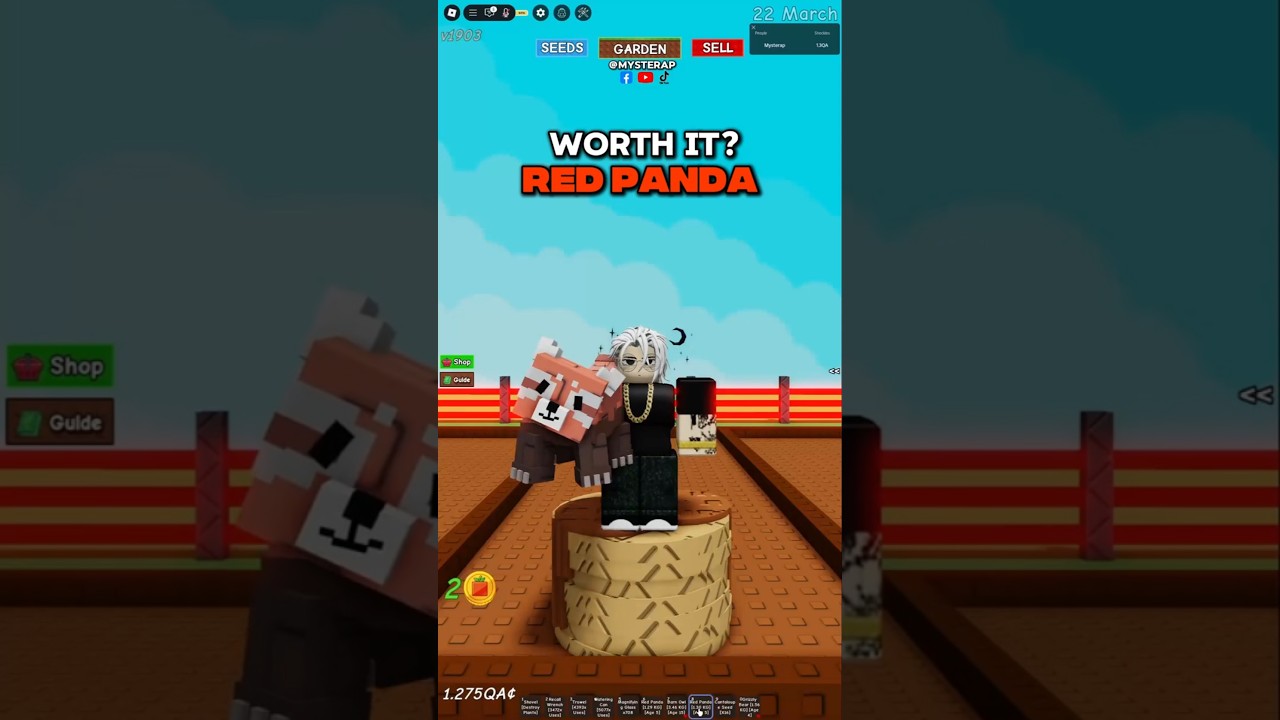 Красная панда в игре «Вырасти в саду» | ROBLOX