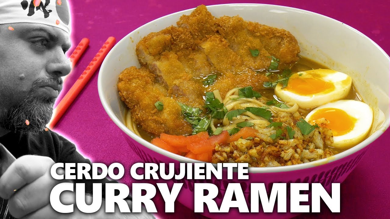 RAMEN 🍜 de curry con CERDO CRUJIENTE (Tonkatsu curry ramen) YouTube