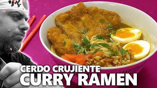 RAMEN 🍜  de curry con CERDO CRUJIENTE (Tonkatsu curry ramen)