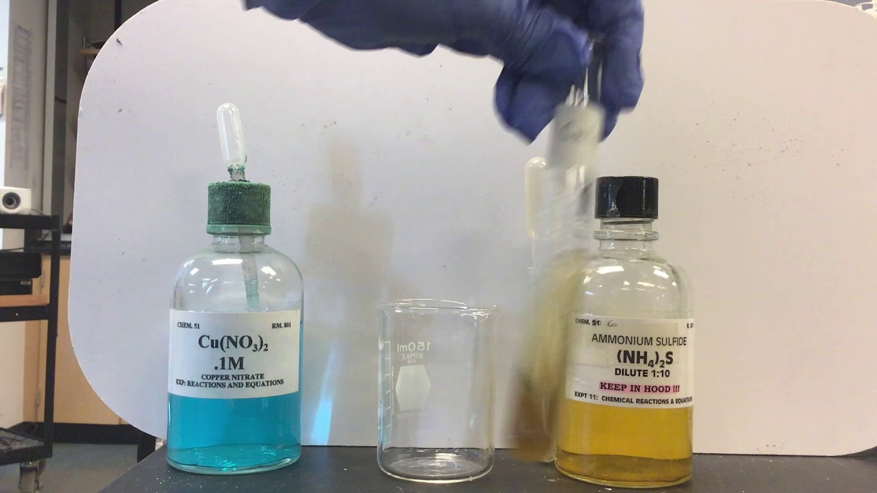 Chemical Reaction of copper nitrate with ammonium sulfide YouTube