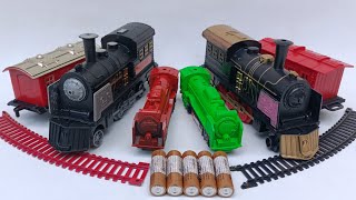 ASMR unboxing dan merakit 4 mainan kereta api uap,classical train,lokomotif uap,steam train