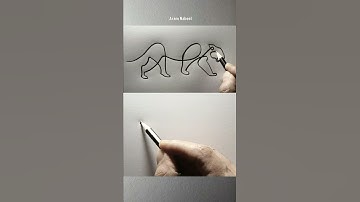 Draw animals tiger and bull from one line art #aram_nabeel #shorts
