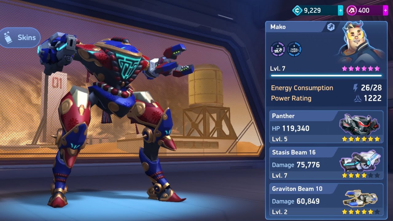 Mech Arena Panther robot use Stasis Beam 16 Graviton Beam 10 mvp with 7 kill