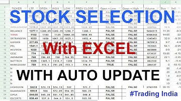 Stock Selection Using Excel with Auto Update || 2025 || Trading India