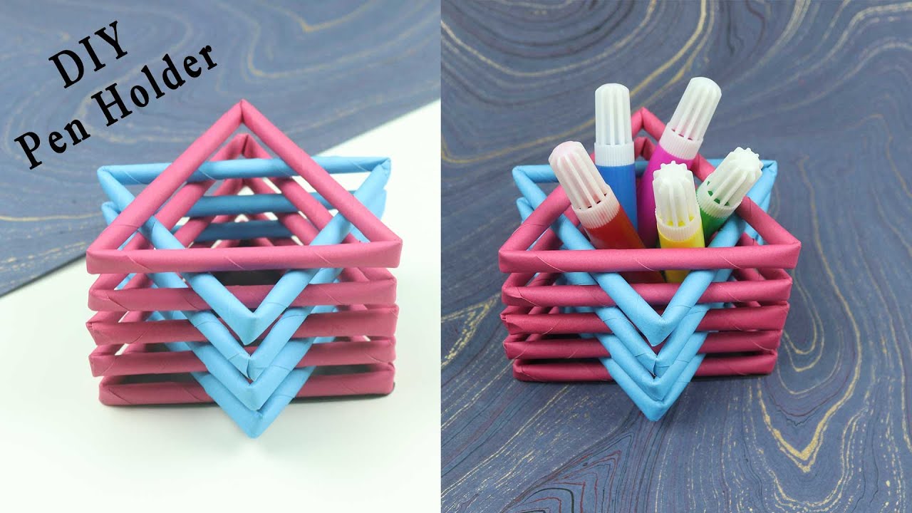 DIY Pen Holder | How to make Desk Organizer | School Project For ...