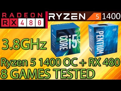 Ryzen 5 1400 OC vs i5 7400 vs G4560 - RX 480 8GB - 8 Games Tested - Gaming Performance! - Benchmarks