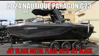 All New 2024 Nautique Paragon G23  Jet Black Metal Flake, Jet Black Accent with Sahara Luxtouch