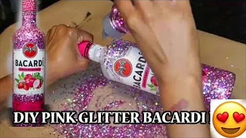 BIRTHDAY GLITTER BACARDI DIY GLAM BOTTLE- GIFT IDEAS- HOW TO GLITTER A LIQUOR BOTTLE & SEAL GLITTER