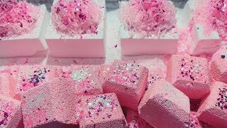 💖💖🍬Cotton Candy Pink Cubes & Crunchy Sparkle Bombs 🍬💖💖 | Gym Chalk ASMR | So Satisfying screenshot 4