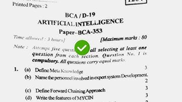 2019 KUK BCA 5th Sem Artificial Intelligence Question Paper