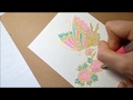 【絵の描き方】ボールペンアート｢花と蝶のポストカード｣