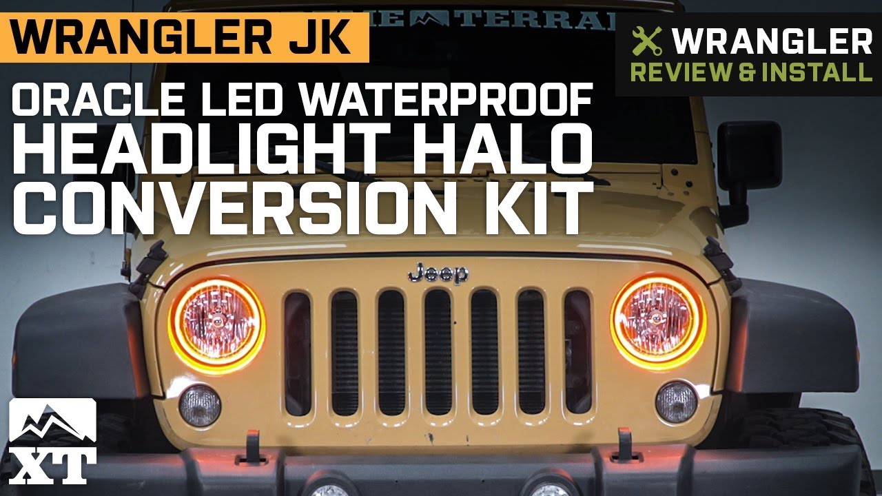 Oracle Jeep Wrangler LED Waterproof Headlight Halo Conversion Kit - Amber  3943-005 (07-18 Jeep Wrangler JK)