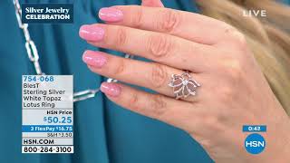 BlesT Sterling Silver White Topaz Lotus Flower Ring
