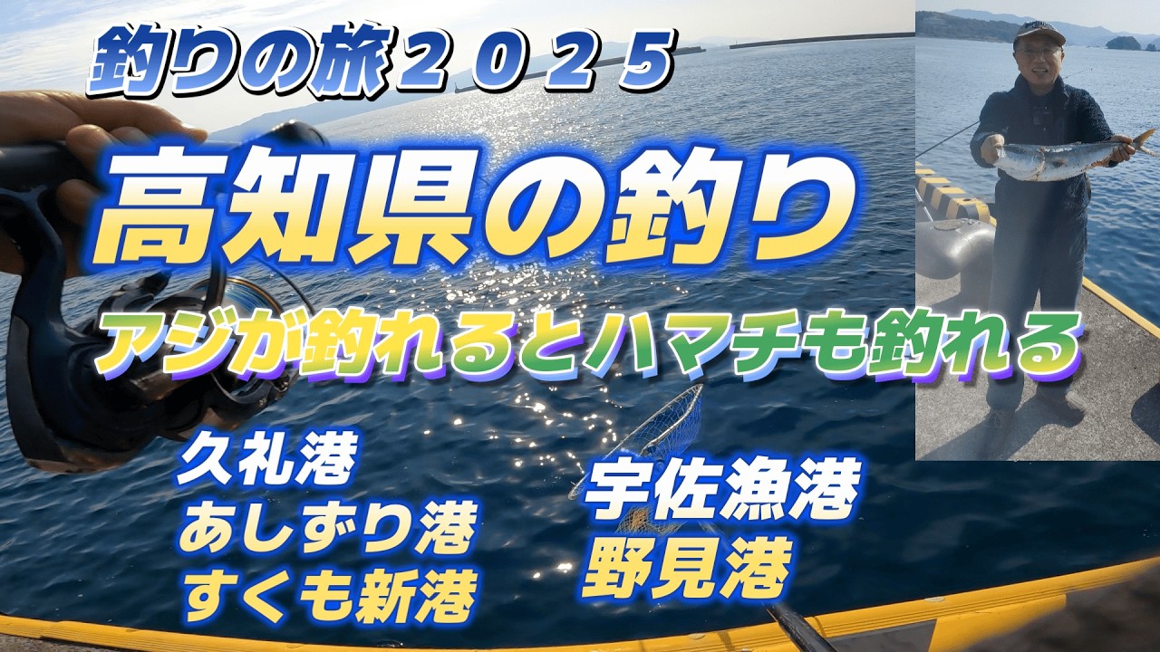 高知県の釣り２０２５「アジが釣れるとハマチも釣れる」宇佐漁港、野見港、久礼港、足摺港、すくも新港の釣り「キャンピングカー生活で日本全国釣りの旅」