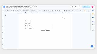 Recording of How to Set Up MLA Formatting in Google Docs Oct 18, 2026 - 4:46 PM