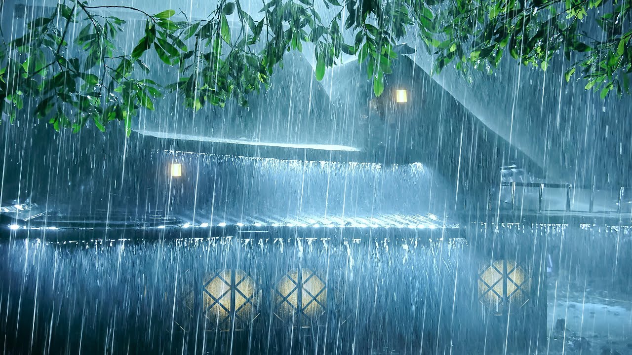 Relaxing Rain White Noise to Fall Asleep Fast | Real Heavy Rain on Tin Roof & Loud Thunder at Night