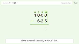 Long Subtraction Problem 10-6.25: Step-by-Step Video Solution