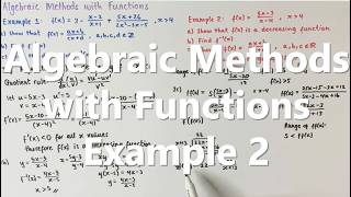 Algebraic Methods with Functions Example 2 