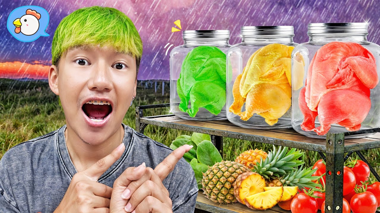 ทดลองเอาไก่หมักผักและผลไม้ต่างๆ สีไหนจะรอด ???