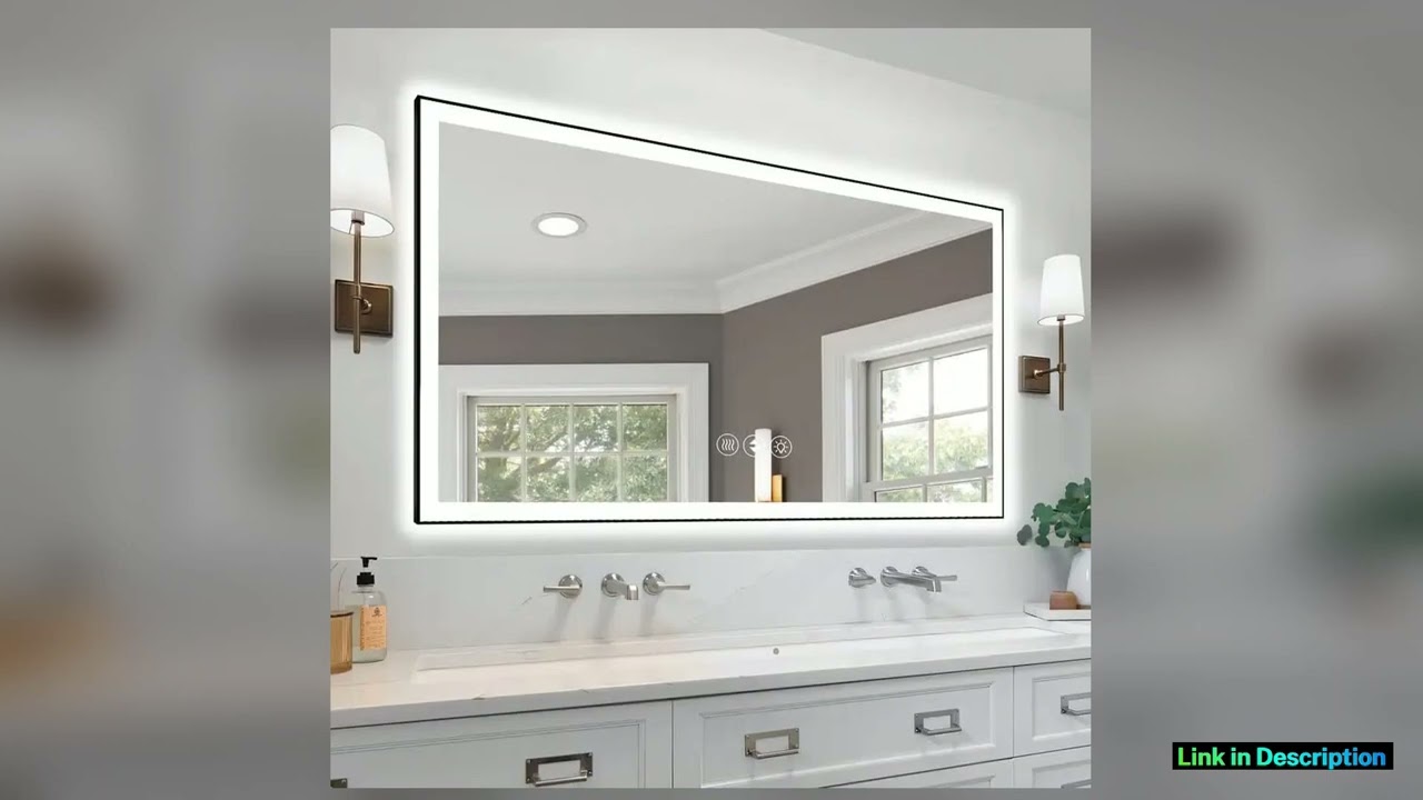 72x36 Inch Frameless Smart LED Bathroom Mirror with Touch Control and AntiFog Feature Smart Upgrade