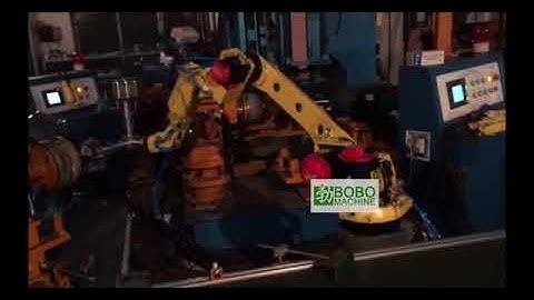 Automatic stainless steel utensil sanding polishing line with robot  loading and conveyor