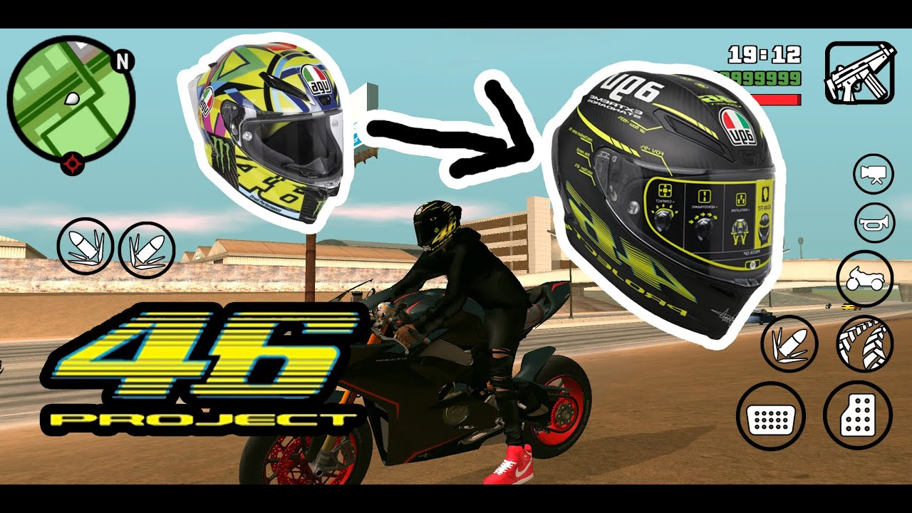 redit mod gta sa . mod helm/helmet valentino rossi 46  