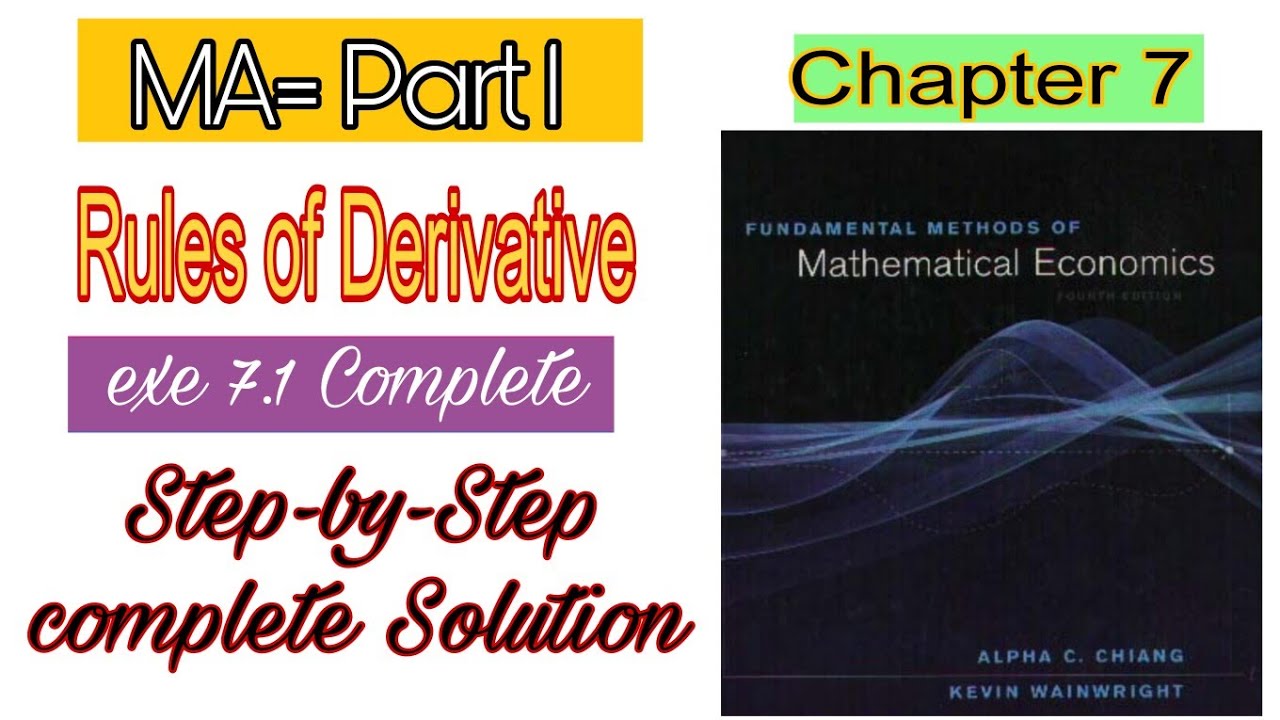 Alpha C. Chiang Exercise 7.1 Full Solution | MA Economics Part-1 - YouTube