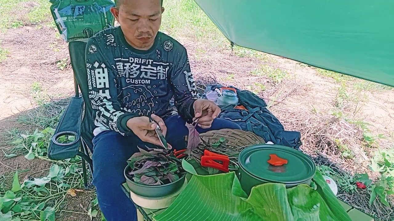 I camped in a sweet potato field in the mountain || cooking || and eating 🏜️🍠  